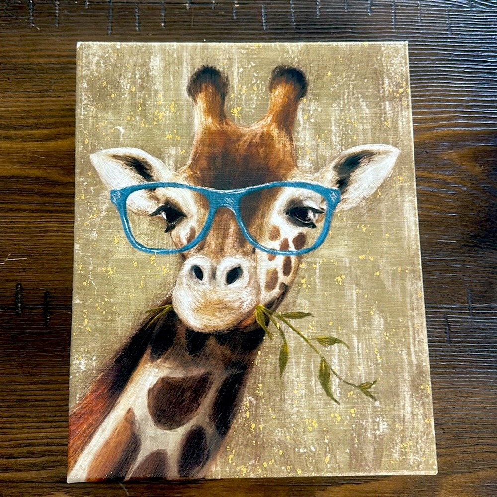 Charming Giraffe Wall Art with Blue Glasses